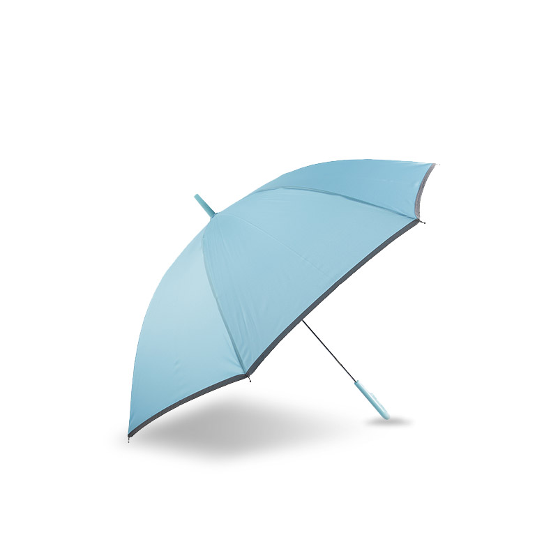 Mali svježi svijetloplavi pongee, s reflektirajućom trakom, ravni kišobran-0E6B0037