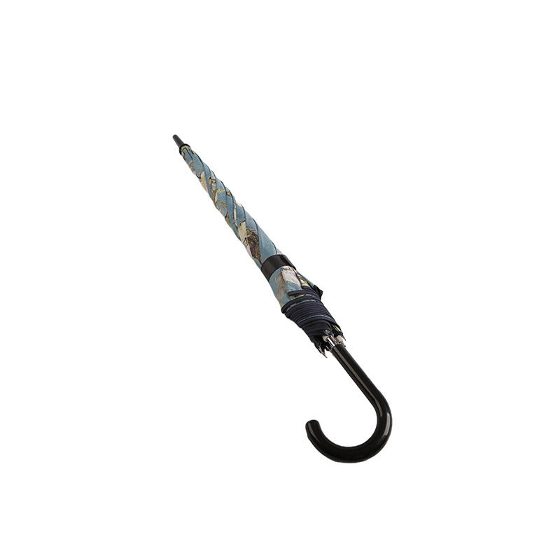 Ispis pejzažne slike Pongee s crnim ravnim kišobranom-0E6B0080