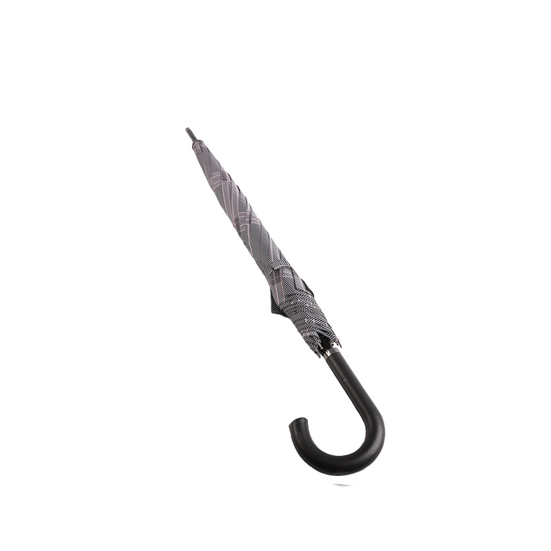 Tamno sivi karirani Pongee Straight kišobran-0E6B0351