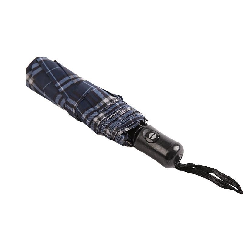 Prugasti rešetkasti skupljajući pongee trostruki kišobran-0E6B0432